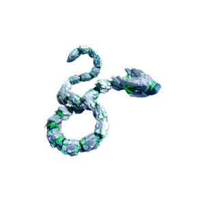 Cyborg Snake | Articulated Flexi Tech-Themed Serpent | Print-in-Place 3D Model with Snap-Fit Head