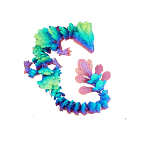 Peacock Dragon – Articulated Axolotl-Inspired Flexi Toy | Print-in-Place with Snap-Fit Head