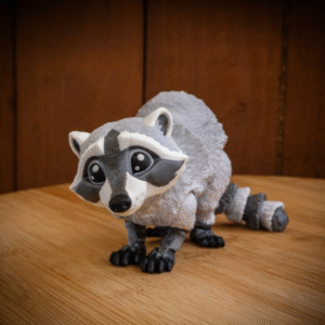Raccoon Articulated Flexi Toy – Print-in-Place Body, Snap-Fit Head, Multicolor