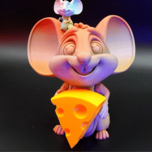 Flexi Factory Mouse & Cheese – Articulated 3D Print Model