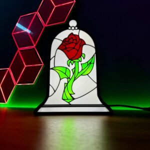 Beauty And The Beast Rose Collectible Glowing LED Display Light Box